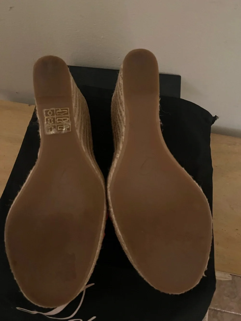 Delman Coral Patent Espadrille Wedge Mule